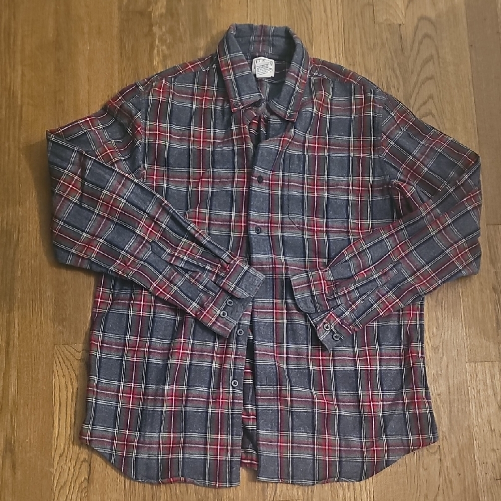 L.L. Bean Men's Casual Plaid Flannel Shirt Classic Prep Preppy Outdoors Hiking